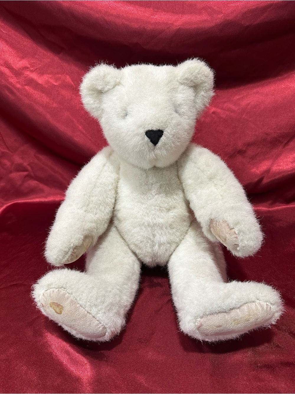 Vermont Teddy Bear Company 15" Cream Jointed Plush | Made in USA | Vintage